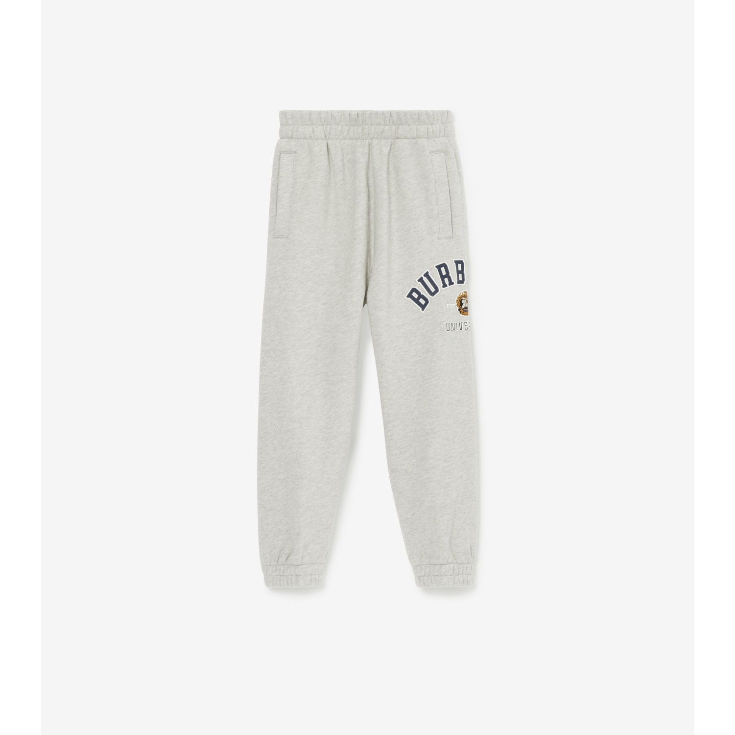 College Graphic Cotton Jogging Pants in Deep Dove Grey Melange