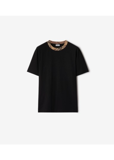 Check Trim Cotton T-shirt