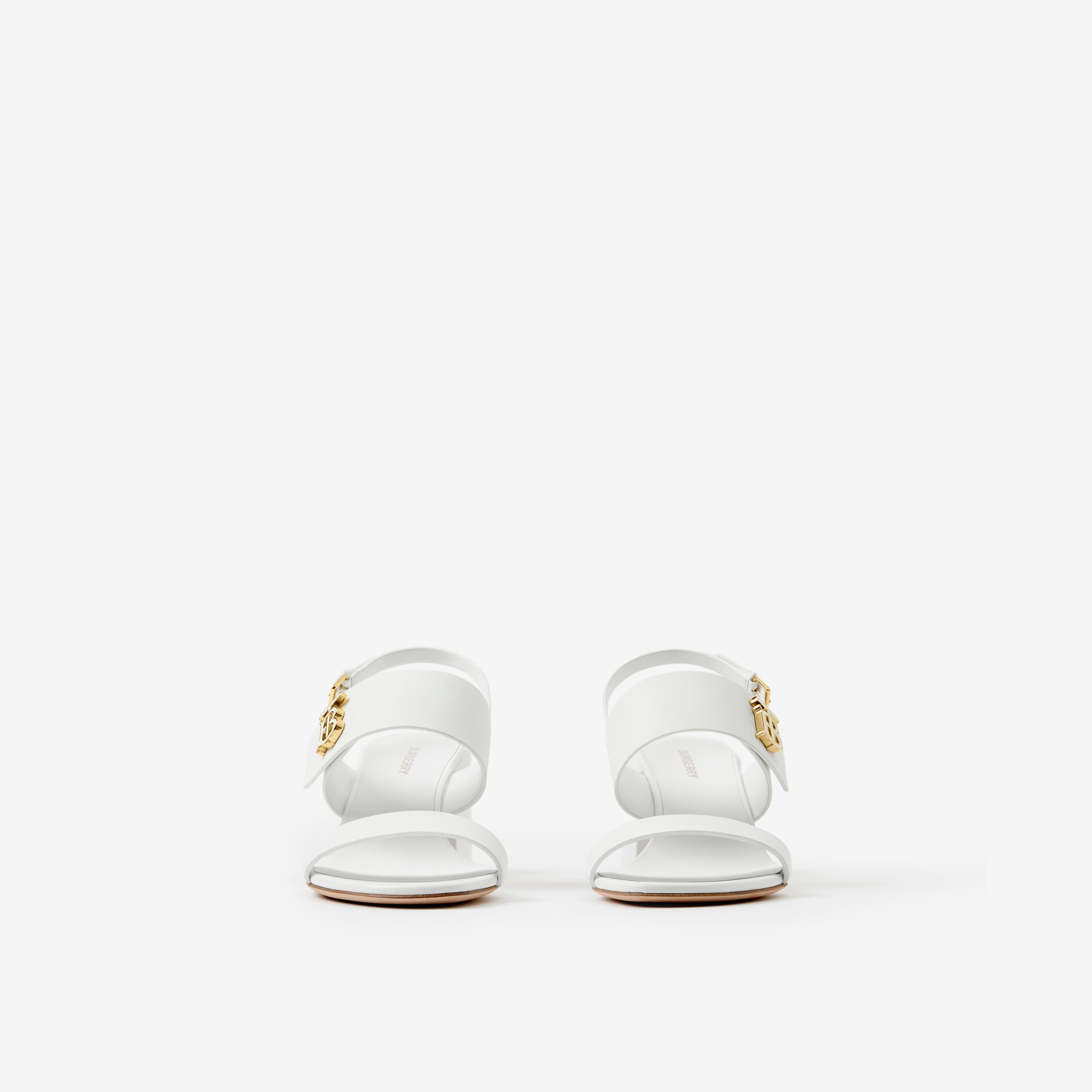 Monogram Motif Leather Sandals in Optic White - Women | Burberry® Official - 2