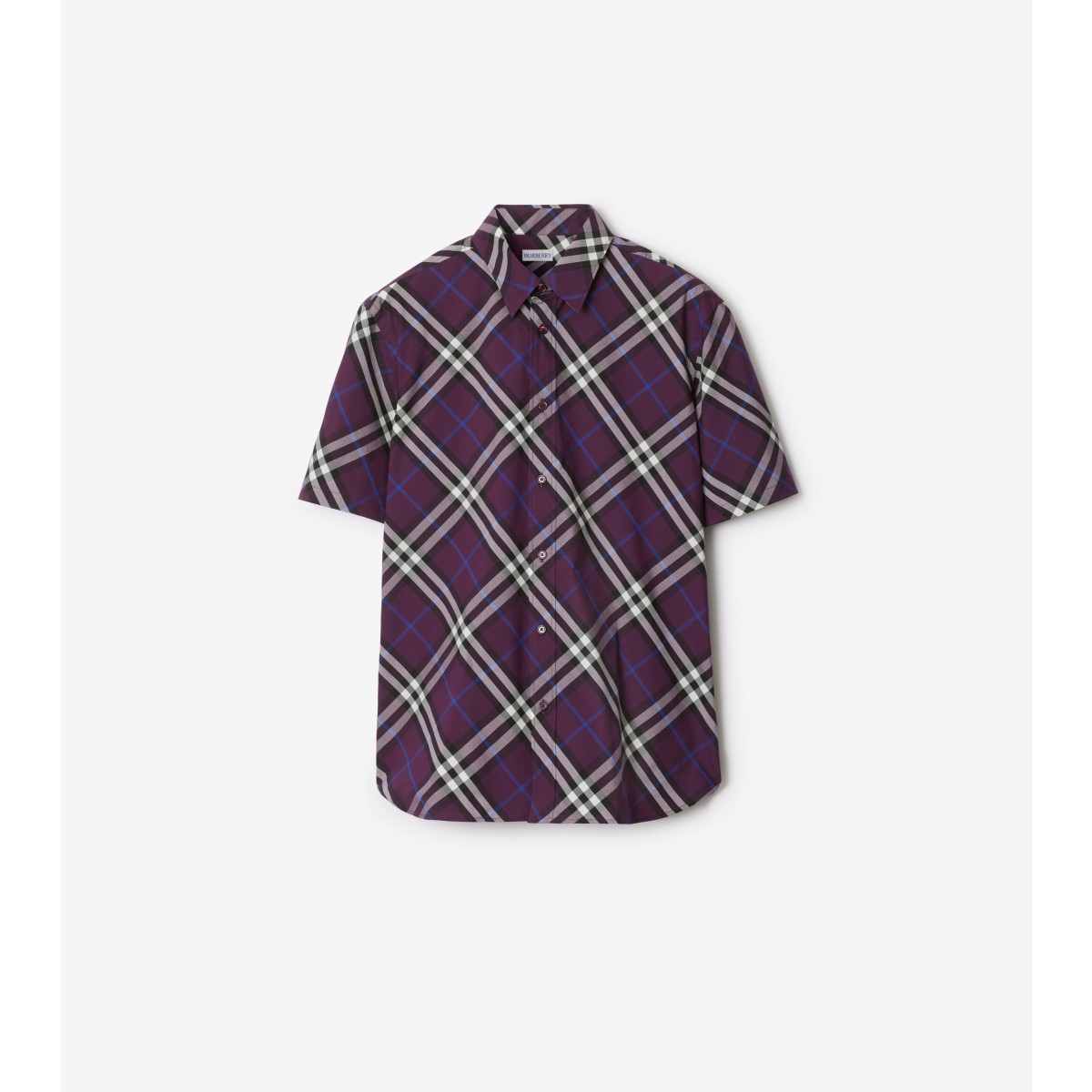 Shop Burberry Check Cotton Shirt In Pansy