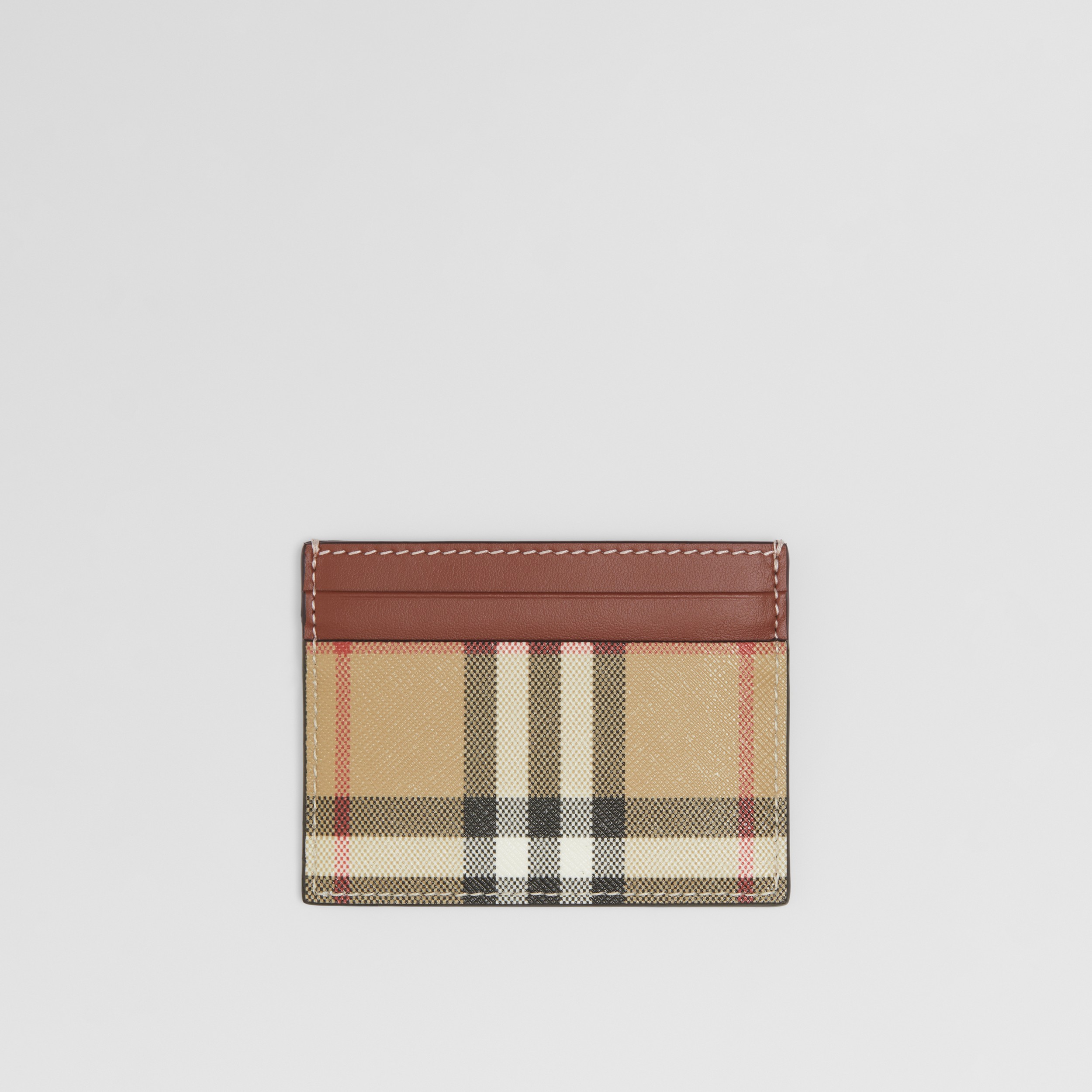 Vintage Check and Leather Card Case in Archive Beige/tan - Women | Burberry® Official - 1