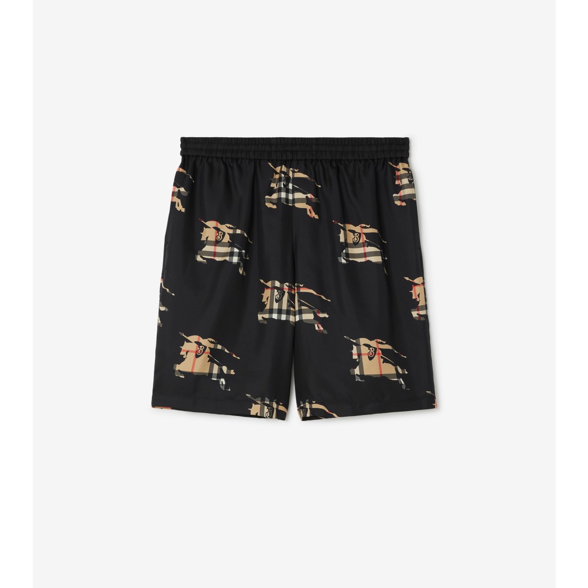 Burberry Check Ekd Silk Shorts In Archive Beige