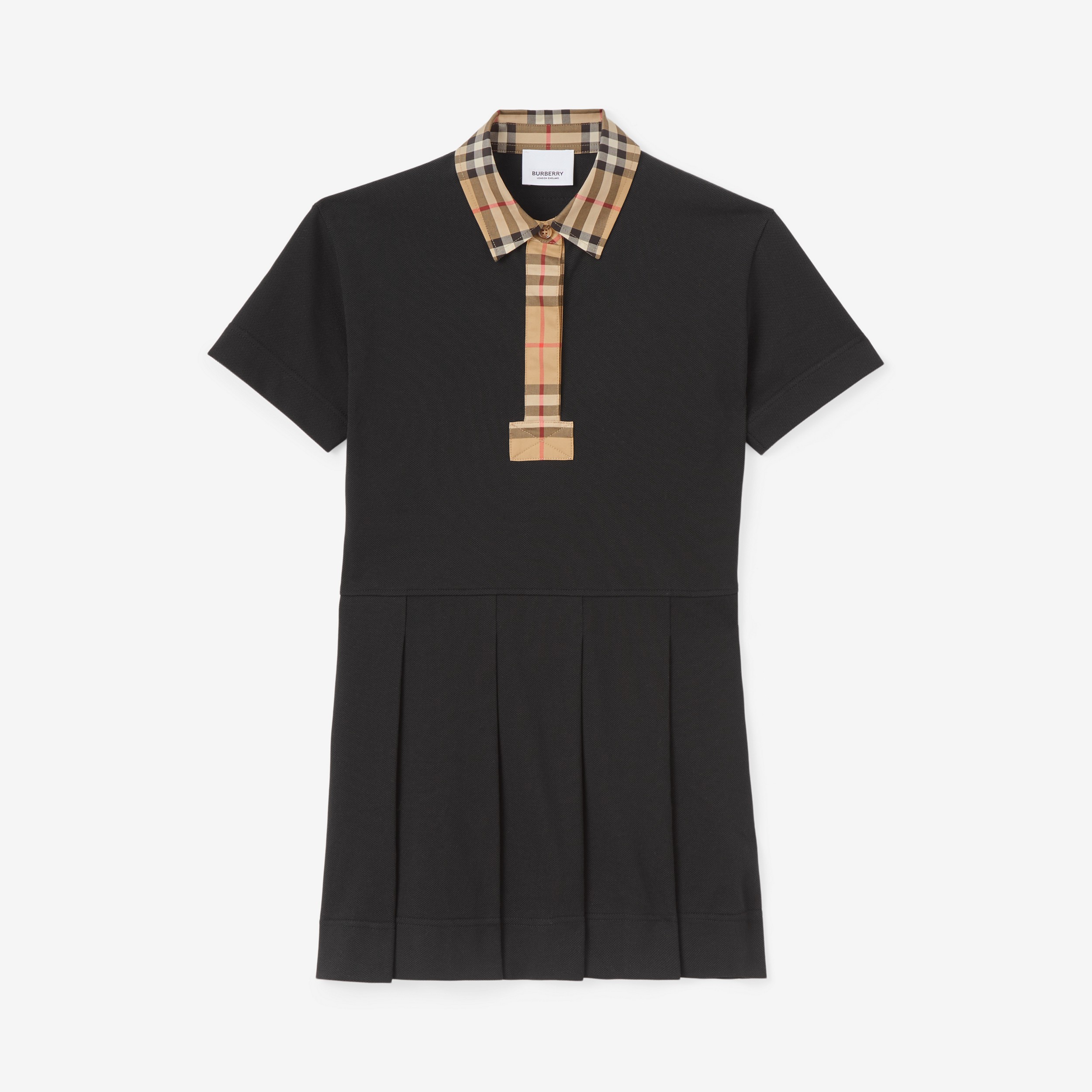 ヴィンテージチェックトリム コットンピケ ポロシャツドレス (ブラック) | Burberry®公式サイト - 1