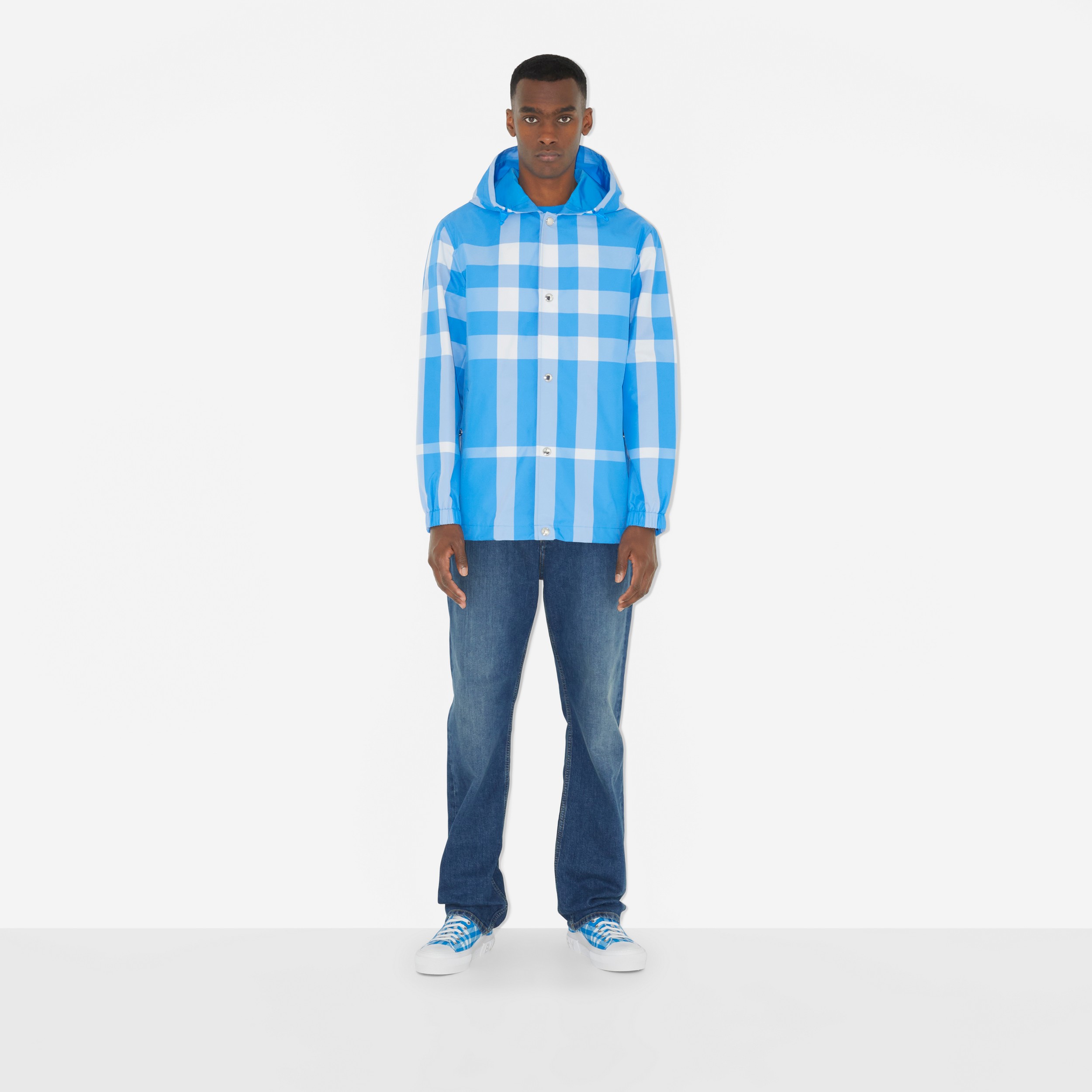 Veste à capuche en nylon Check (Bleu Vif) - Homme | Site officiel Burberry® - 2