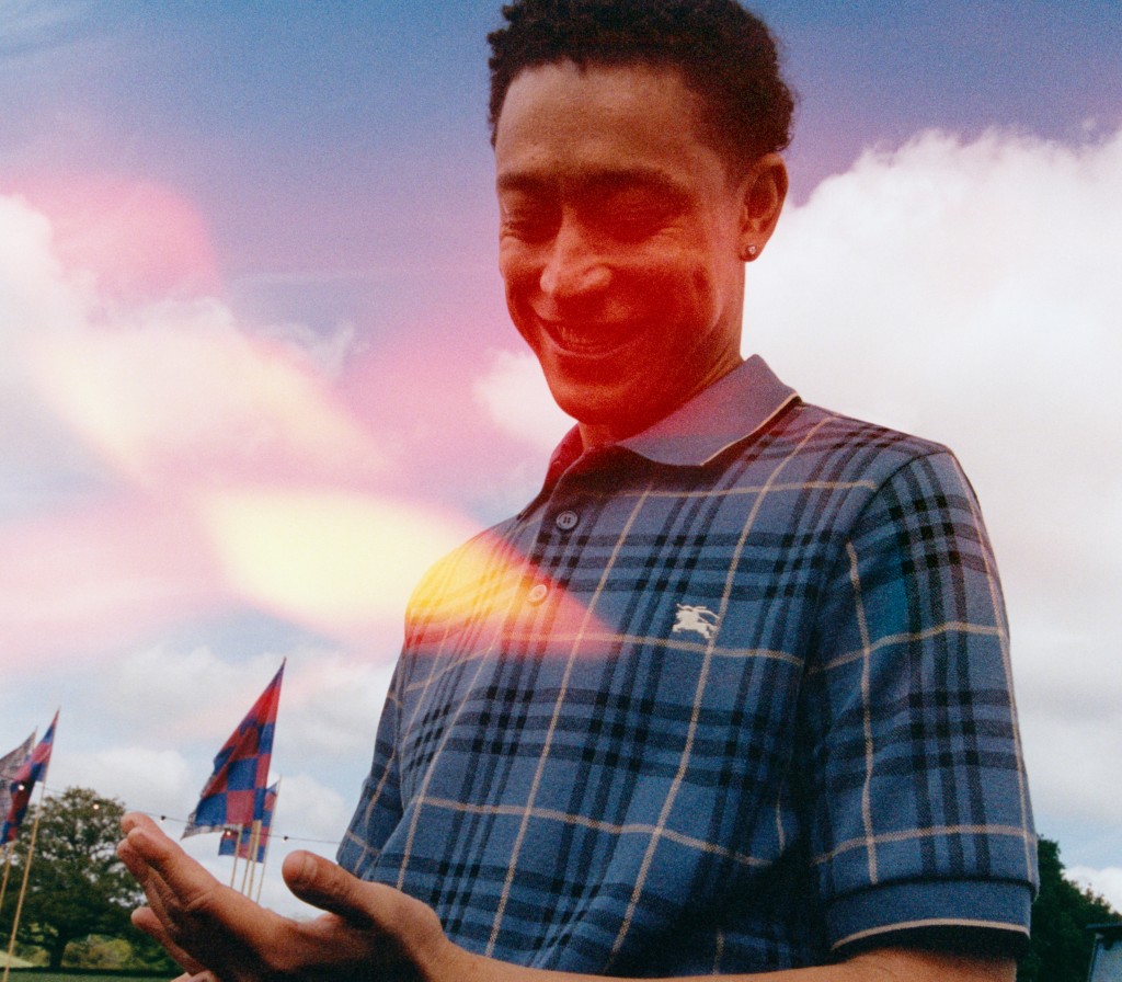 Loyle Carner wearing the Check Cotton Polo Shirt for Burberry Festival 2025