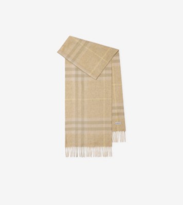 Check Cashmere Scarf in Flax melange Burberry Official