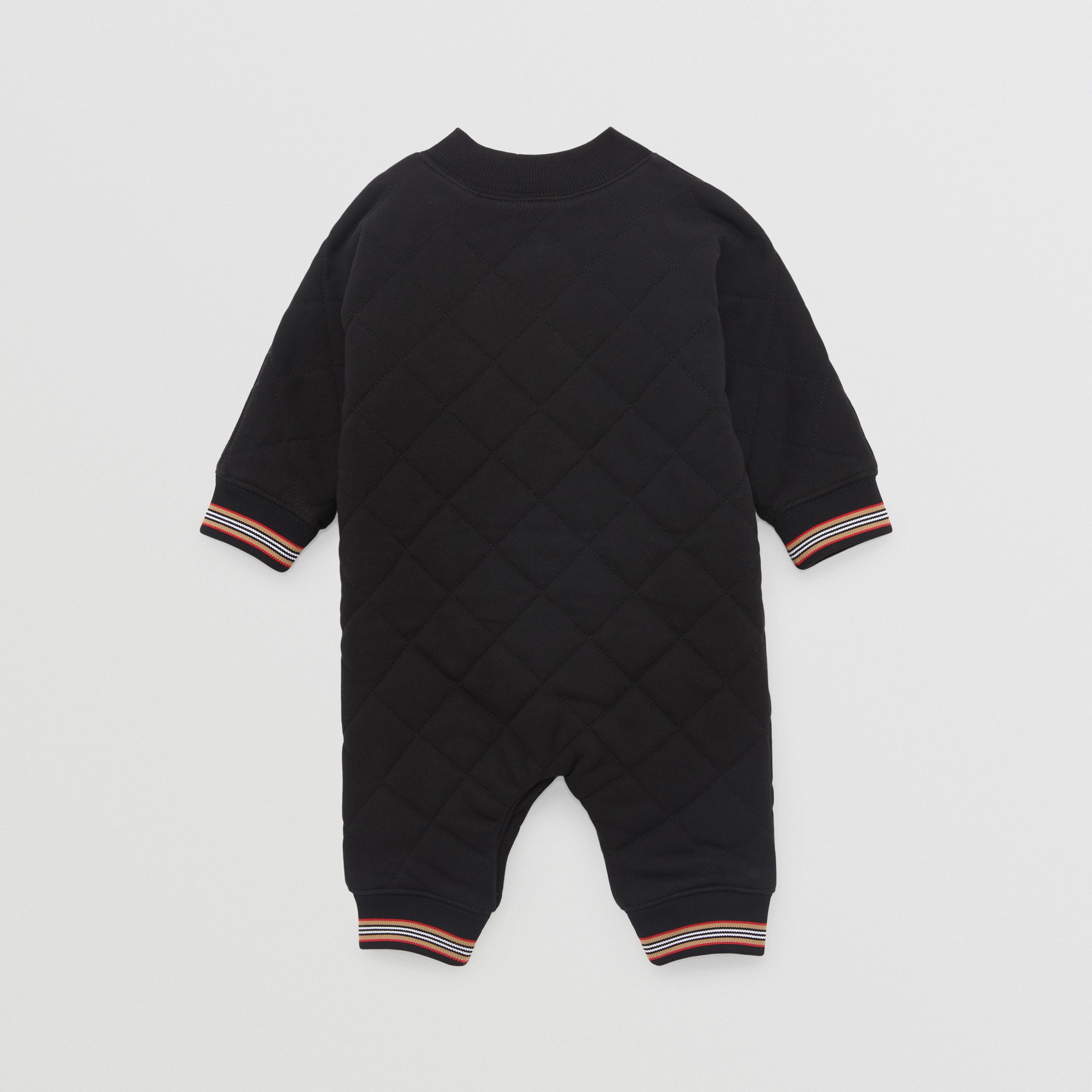 Icon Stripe Trim Diamond Quilted Cotton Jumpsuit in Black - Children | Burberry® Official - 4