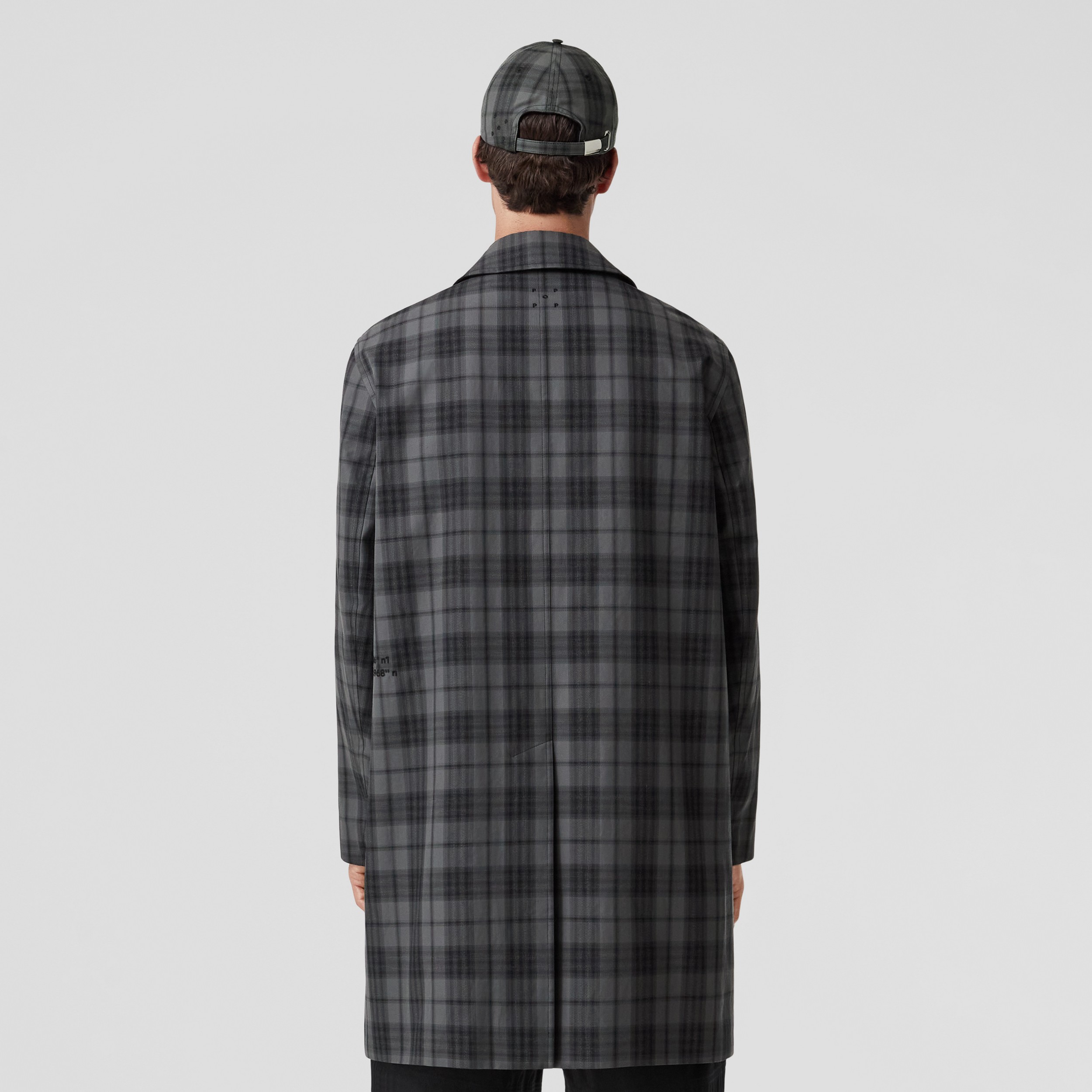 Reflective Check Cotton Blend Car Coat in Tempest Grey - Men | Burberry® Official - 3