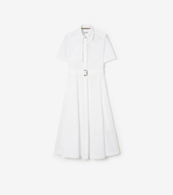 Cotton Poplin Shirt Dress in Optic white - Women | Burberry® Official