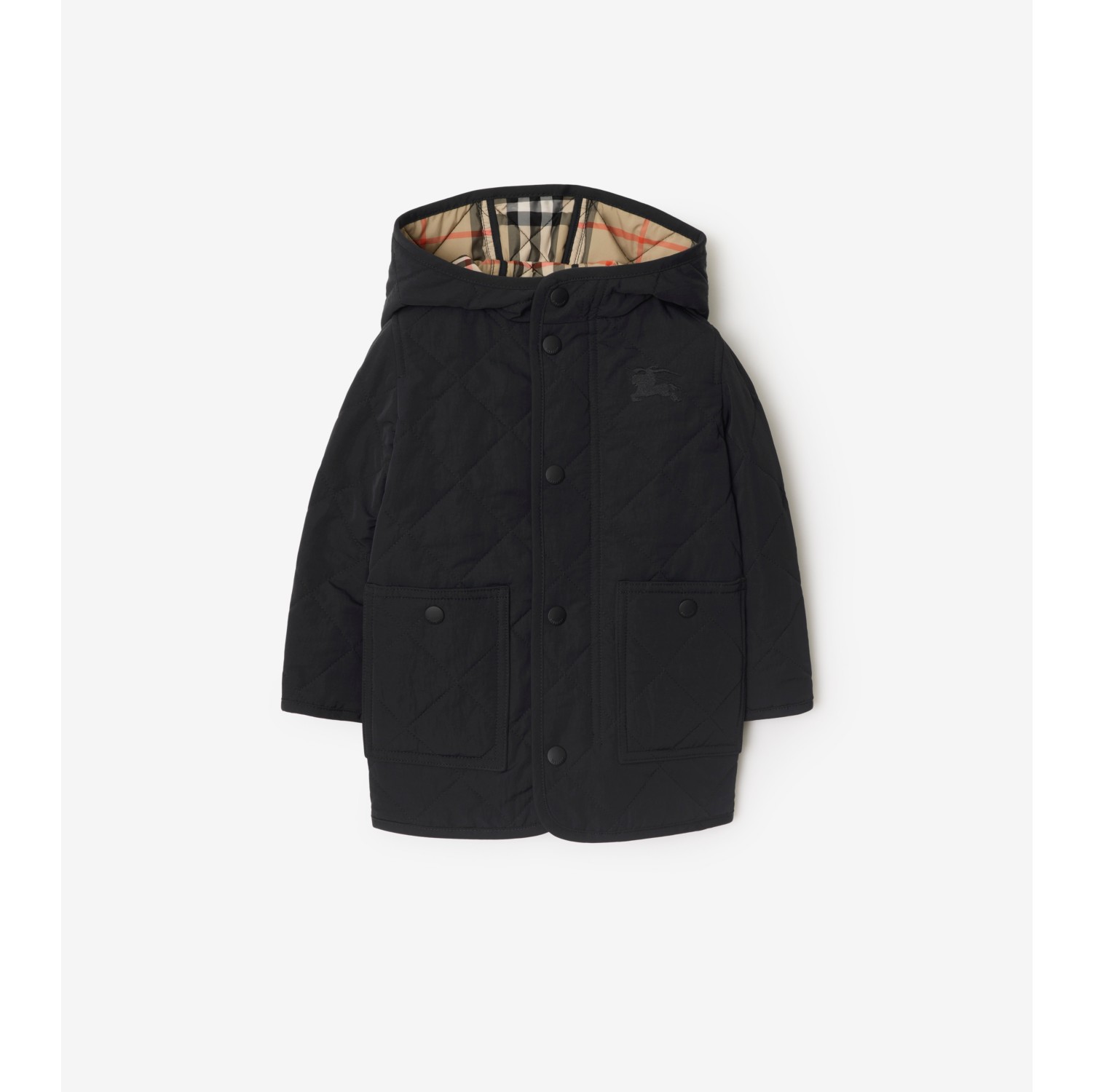 Quilted Nylon Hooded Coat
