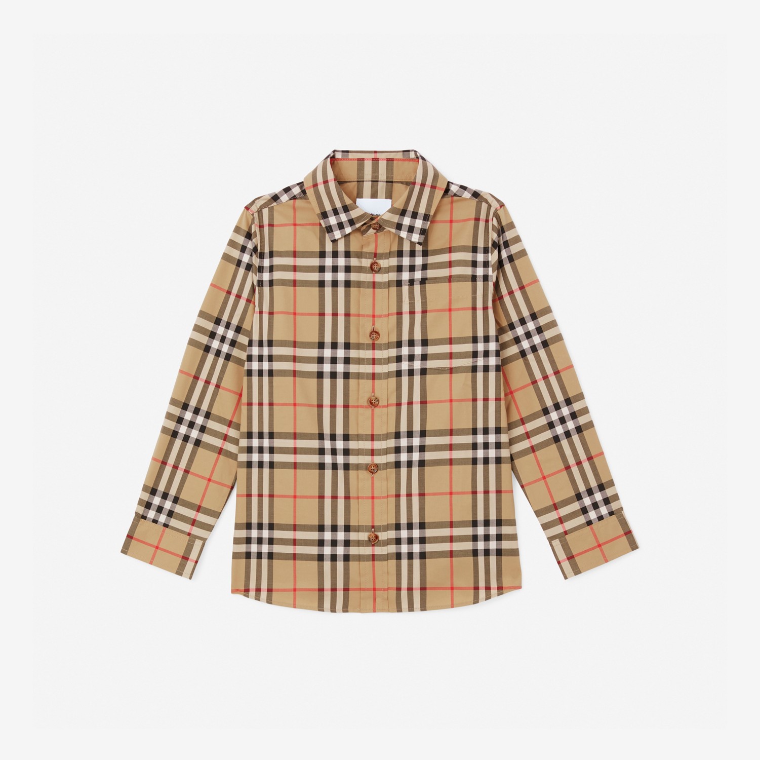 Camisa de algodão stretch com estampa Vintage Check (Bege Clássico) | Burberry® oficial