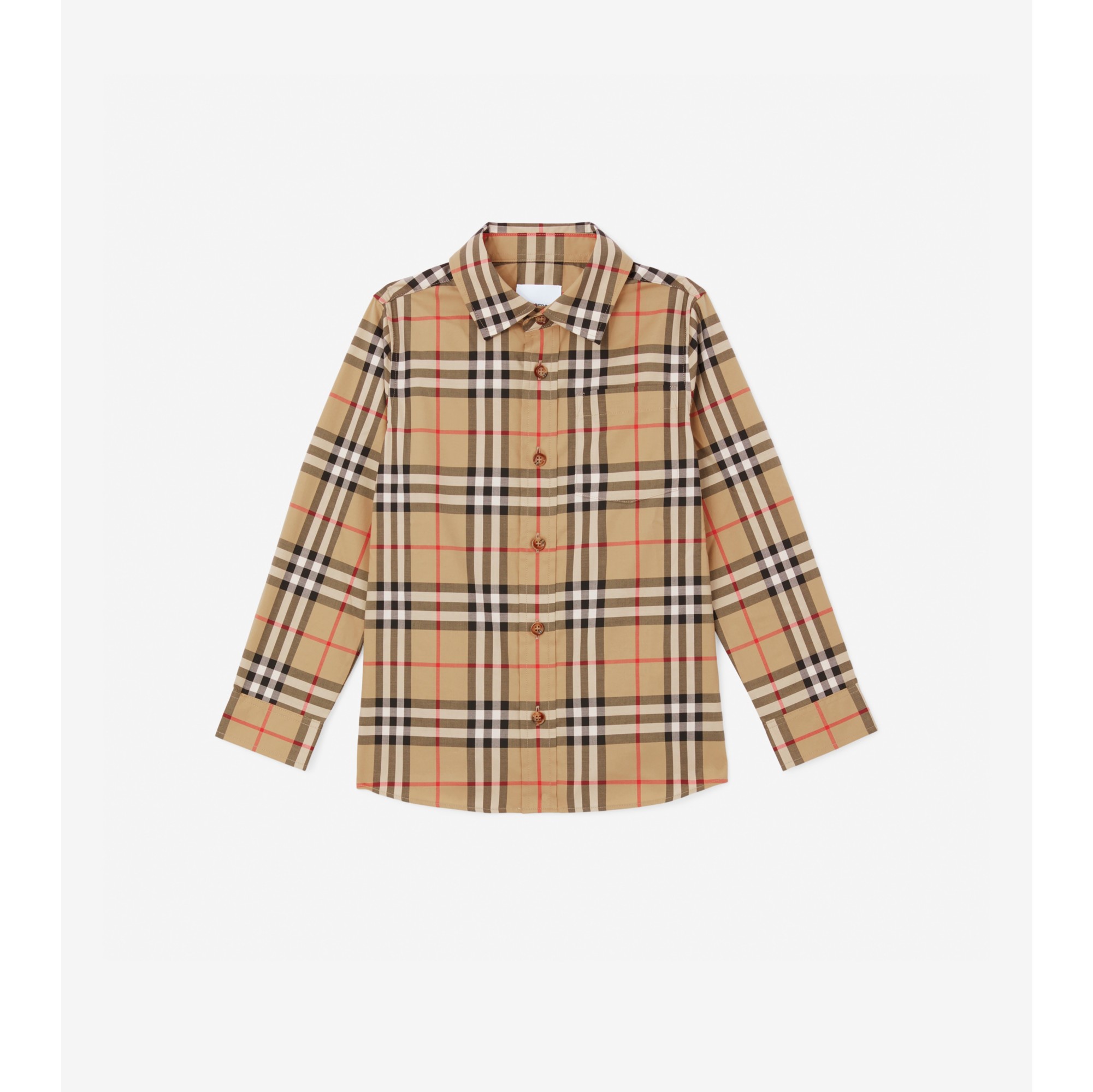 Vintage Check Stretch Cotton Shirt in Archive Beige | Burberry