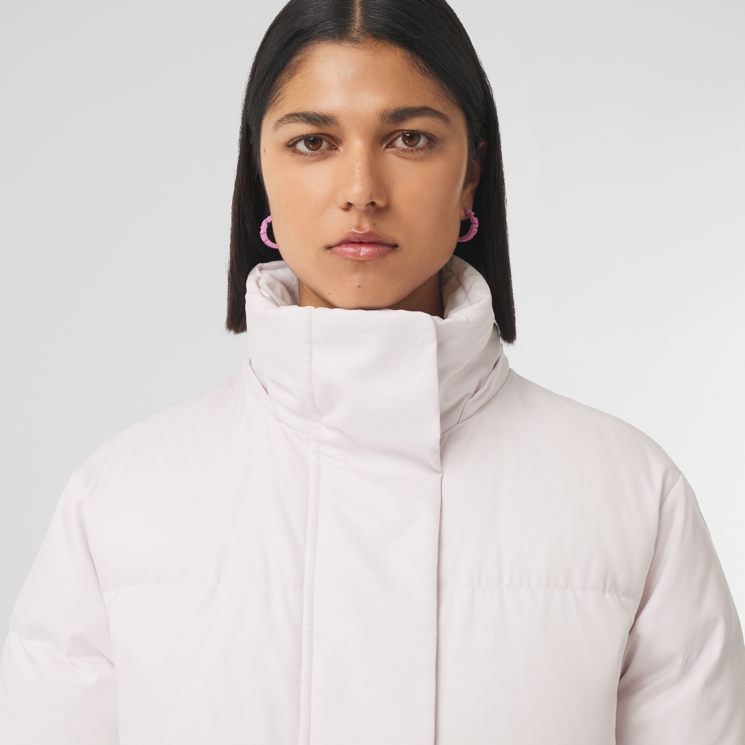 Detachable Hood Cotton Gabardine Puffer Jacket in Alabaster Pink - Women | Burberry® Official - 2