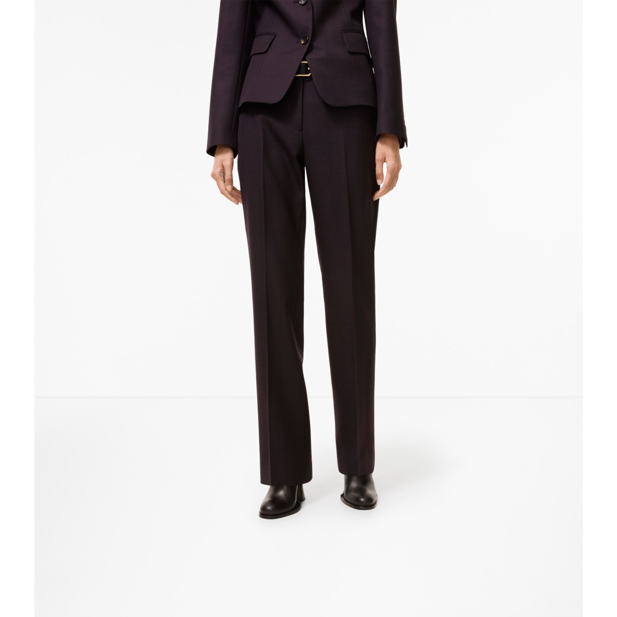  Check Wool Tailored Trousers