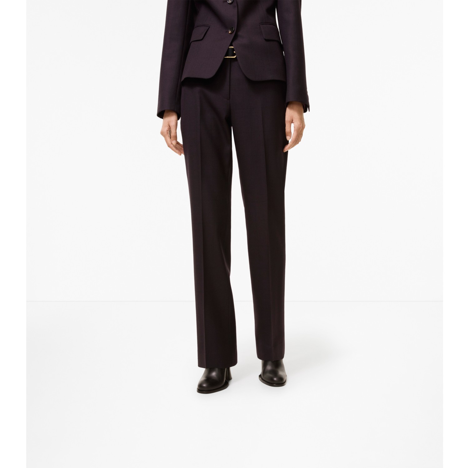 Check Wool Tailored Trousers