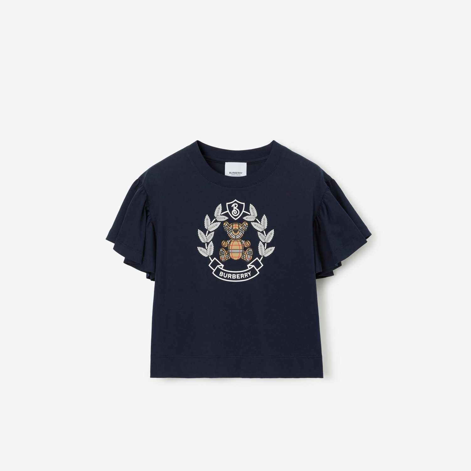 Thomas Bear Print Cotton T-shirt in Deep Charcoal Blue | Burberry® Official