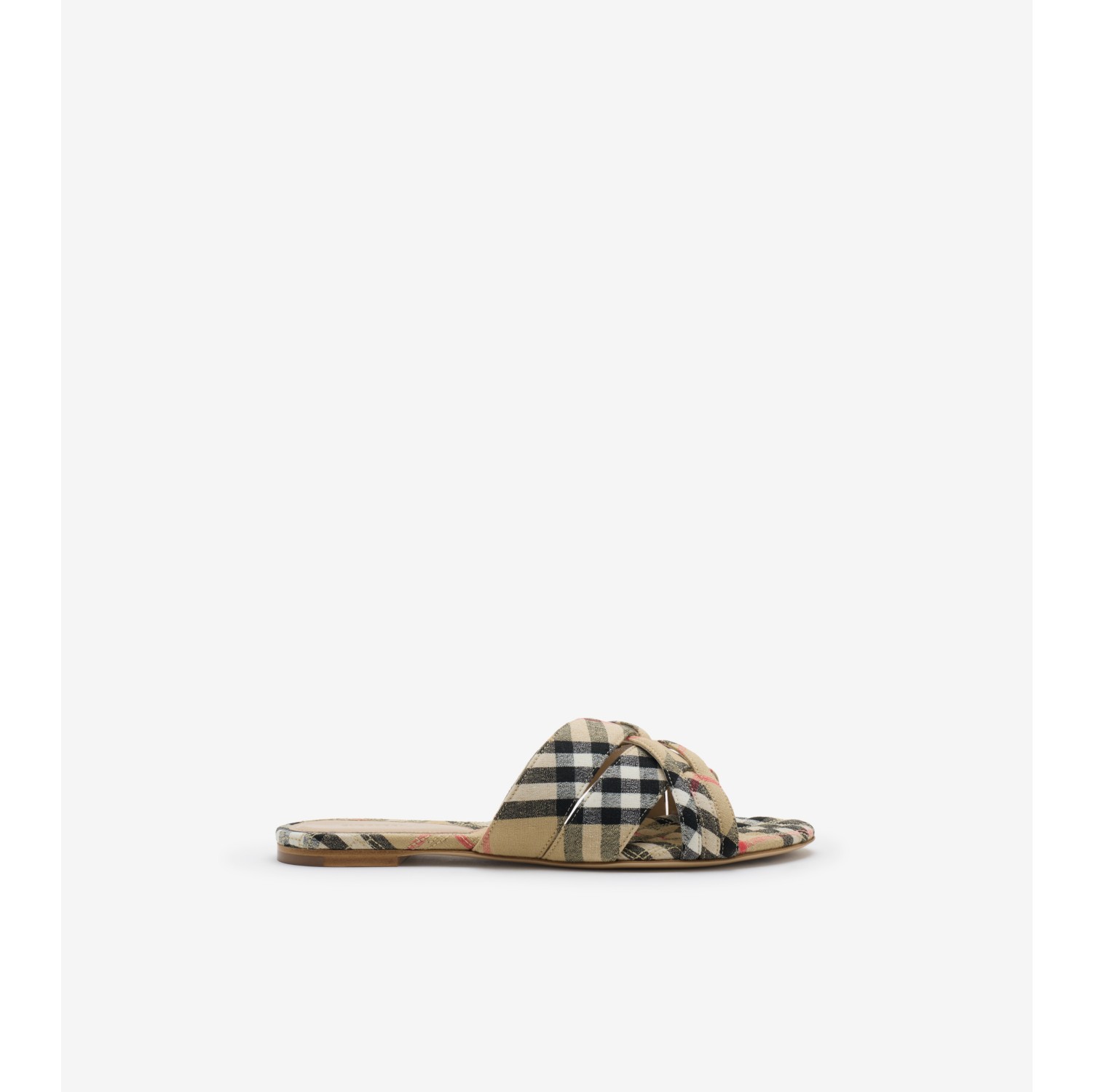 Check Linen Blend Cabana Sandals​