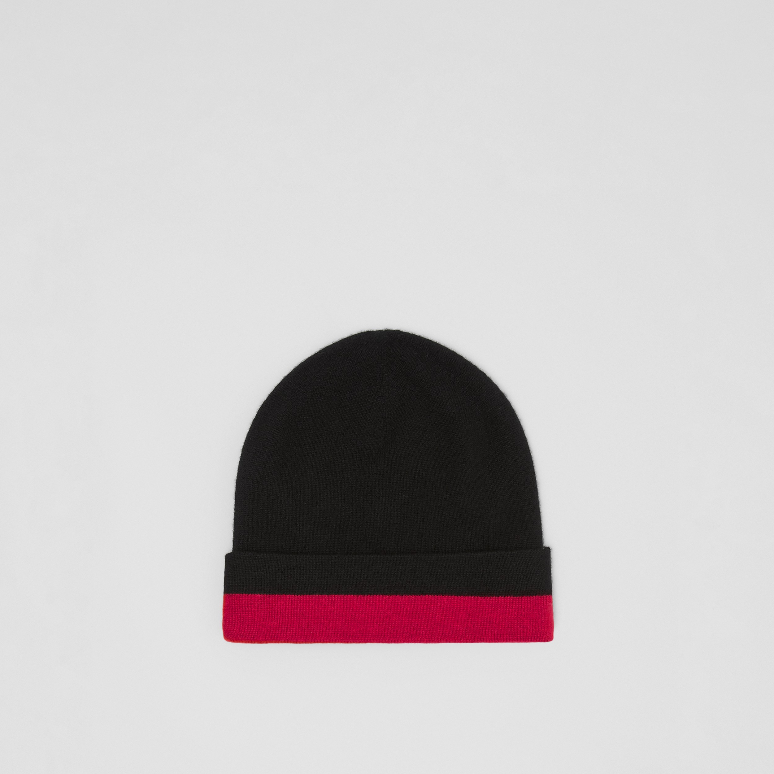 Logo Intarsia Cashmere Blend Beanie in Black/red/white | Burberry® Official - 3