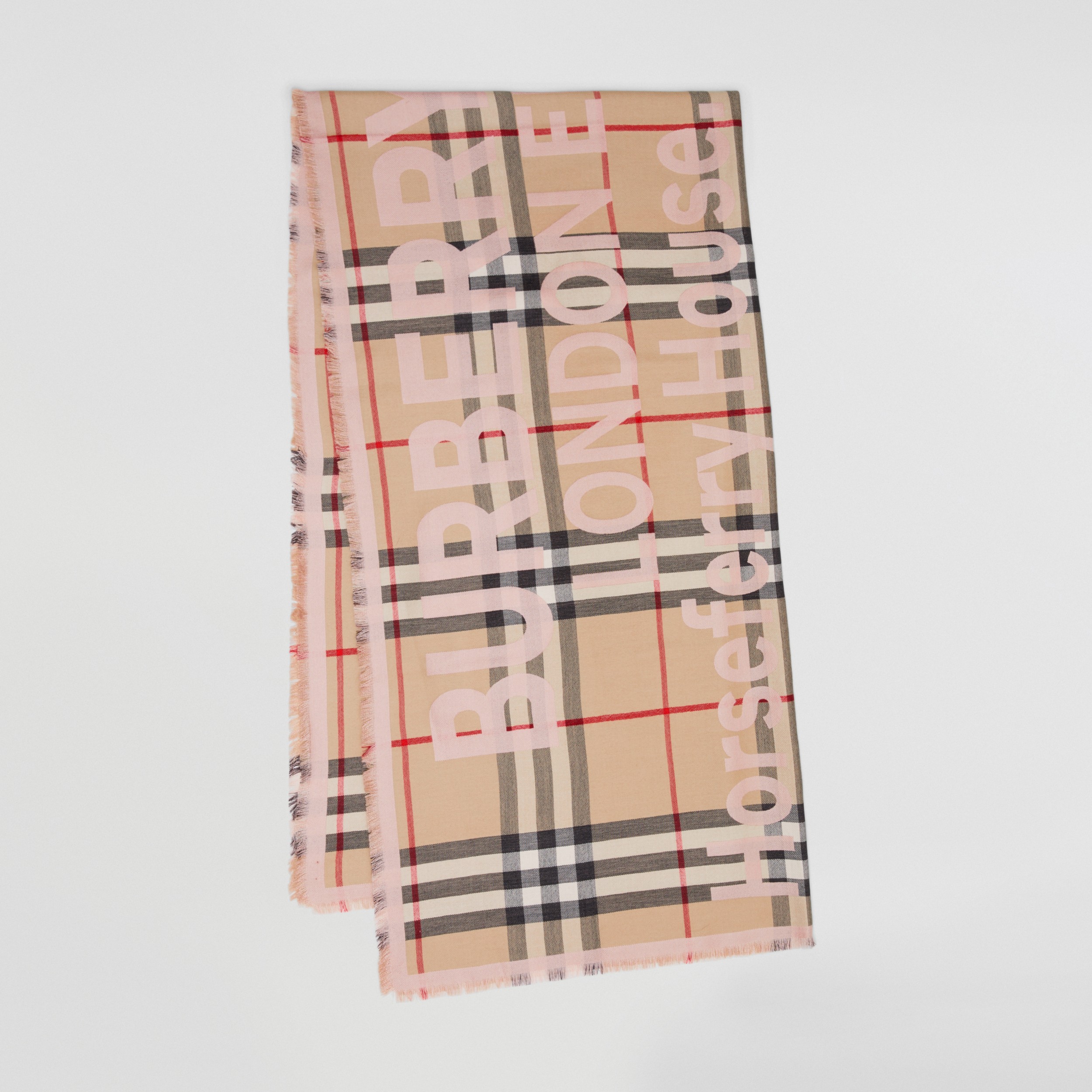 Montage Print Lightweight Silk Cashmere Scarf in Misty Blush | Burberry® Official - 1