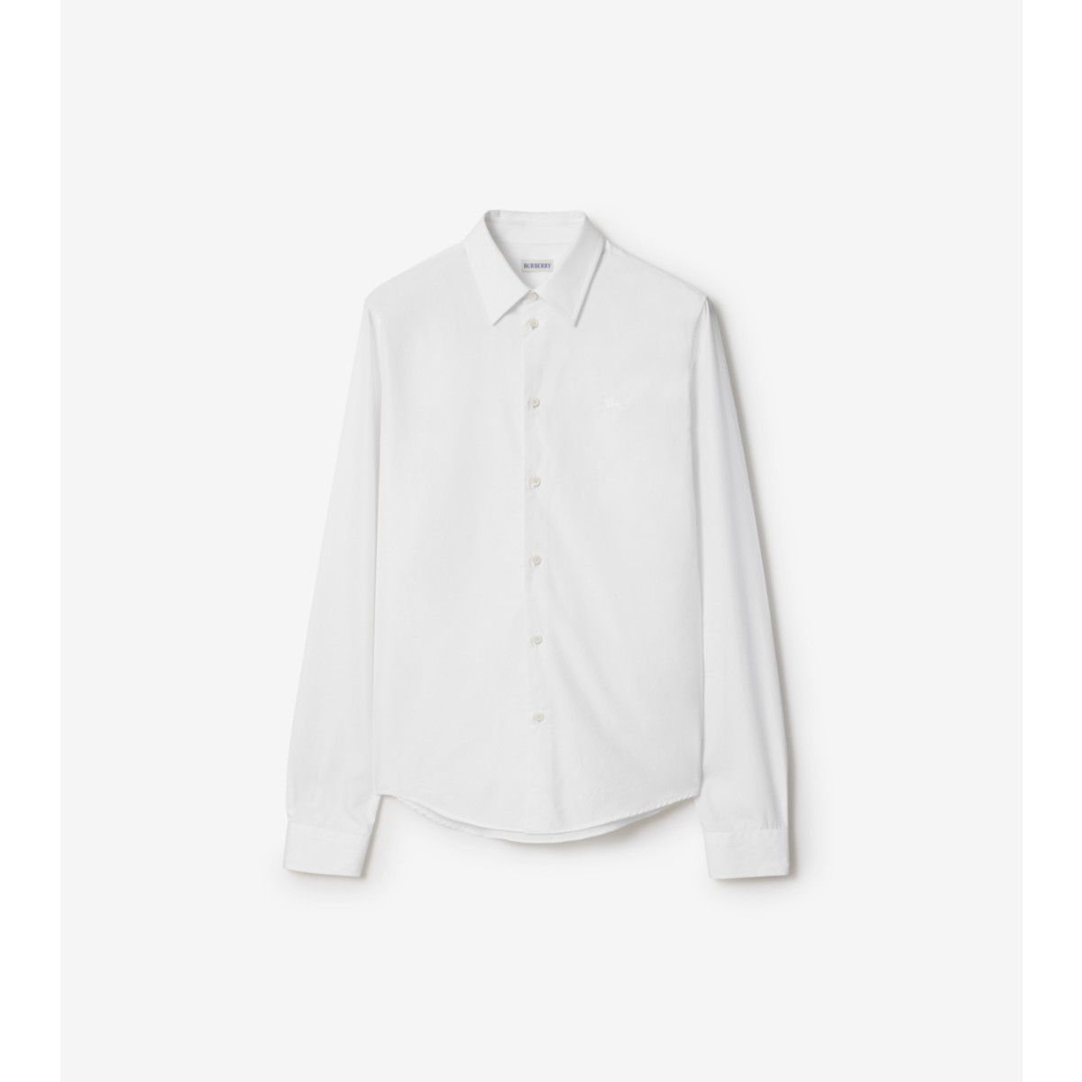 Burberry Cotton Poplin Ekd-embroidered Formal Shirt In White