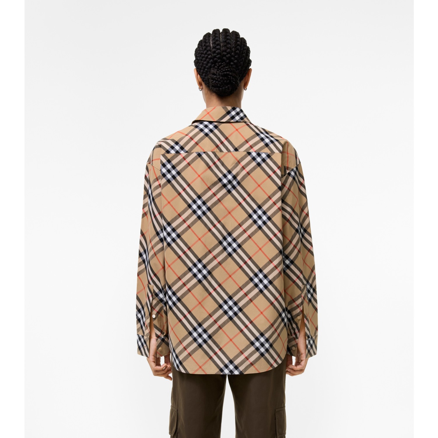 Relaxed Fit Check Cotton Shirt in Sand beige - Women | Burberry