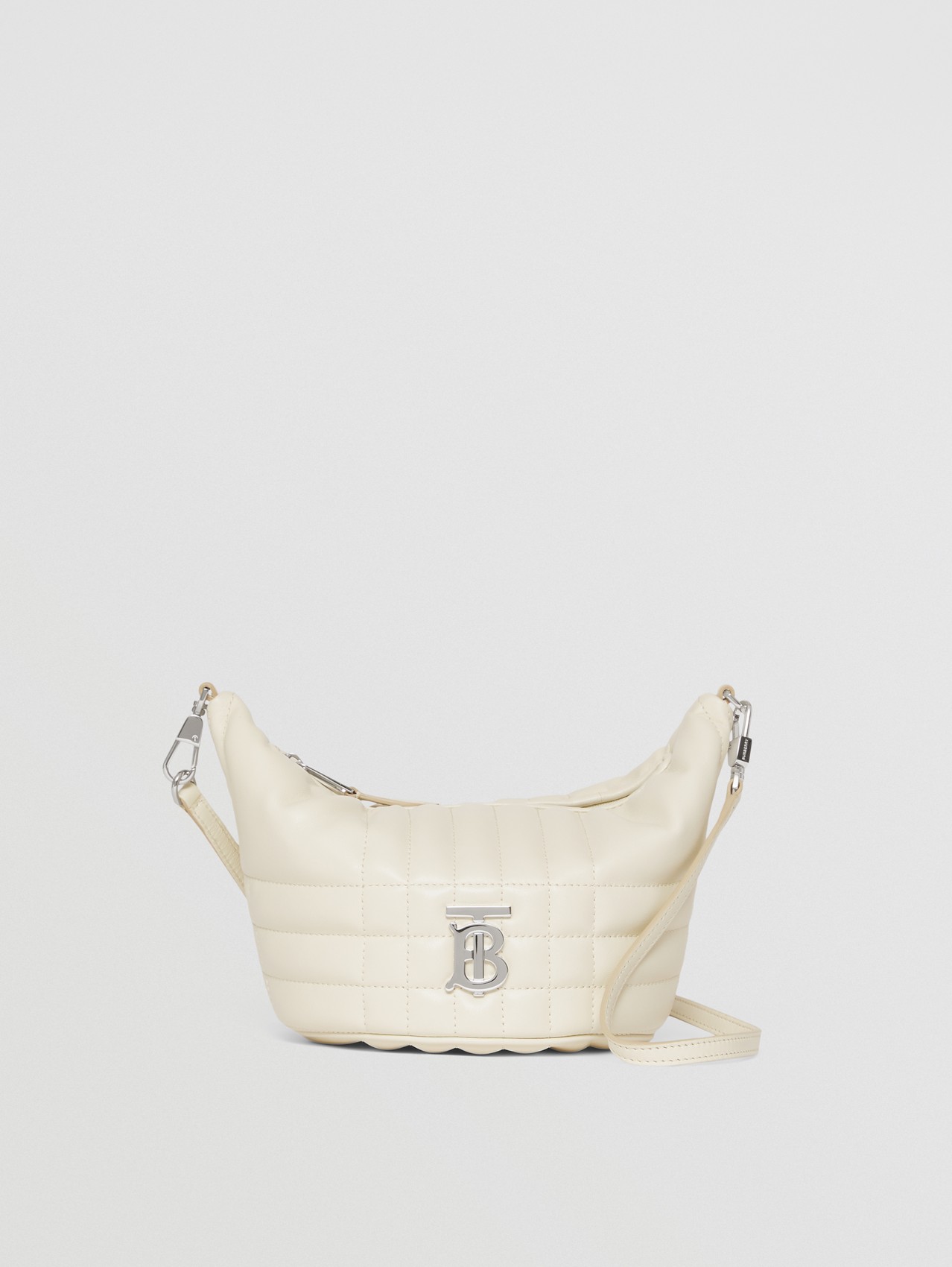 Small Quilted Lambskin Crescent Lola Bag in Pale Vanilla