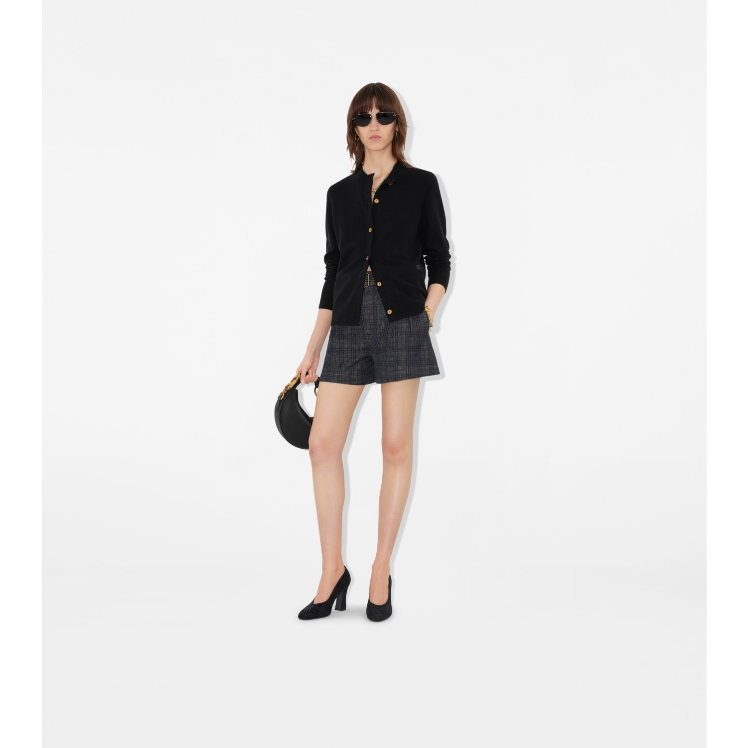 Check Suede Trinket Pumps