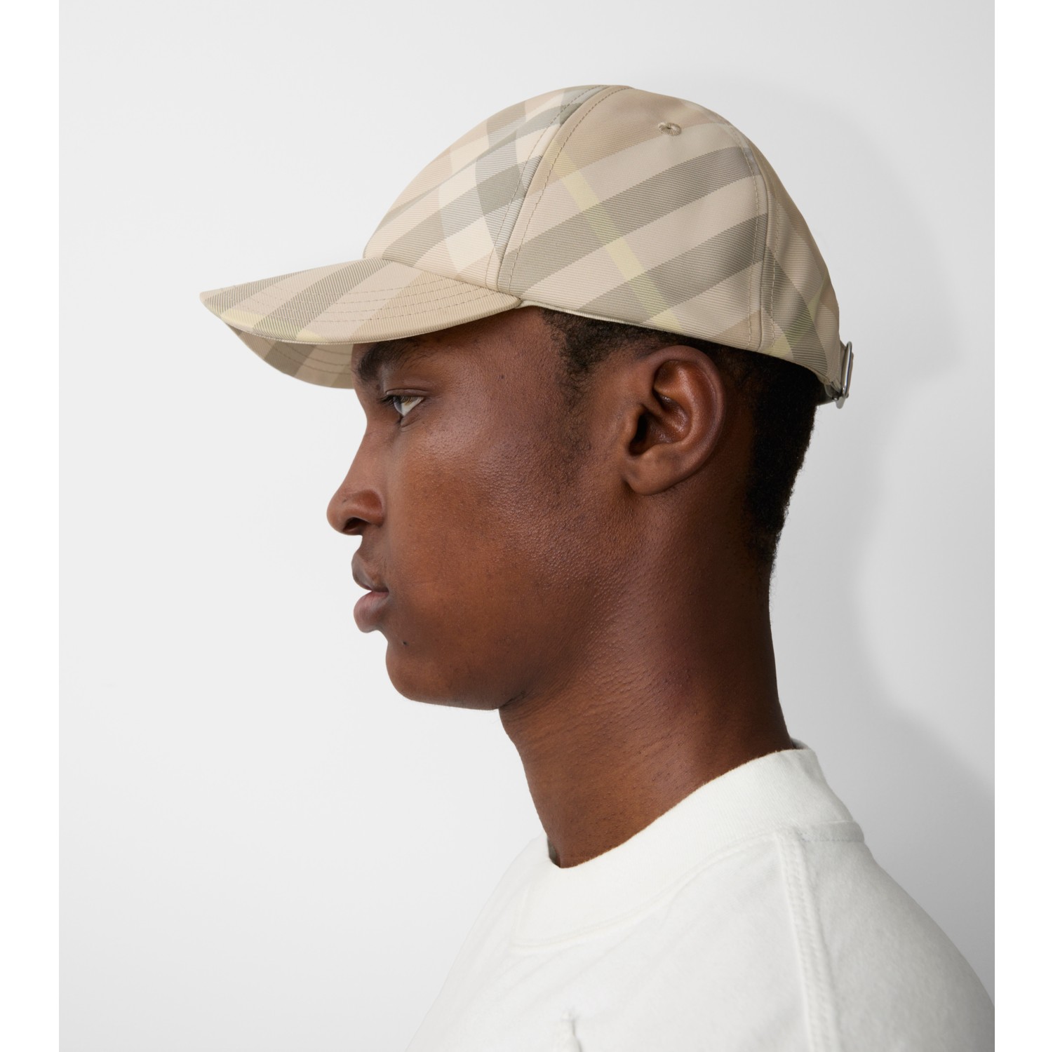 Check Baseball Cap in Flax Men Burberry Official