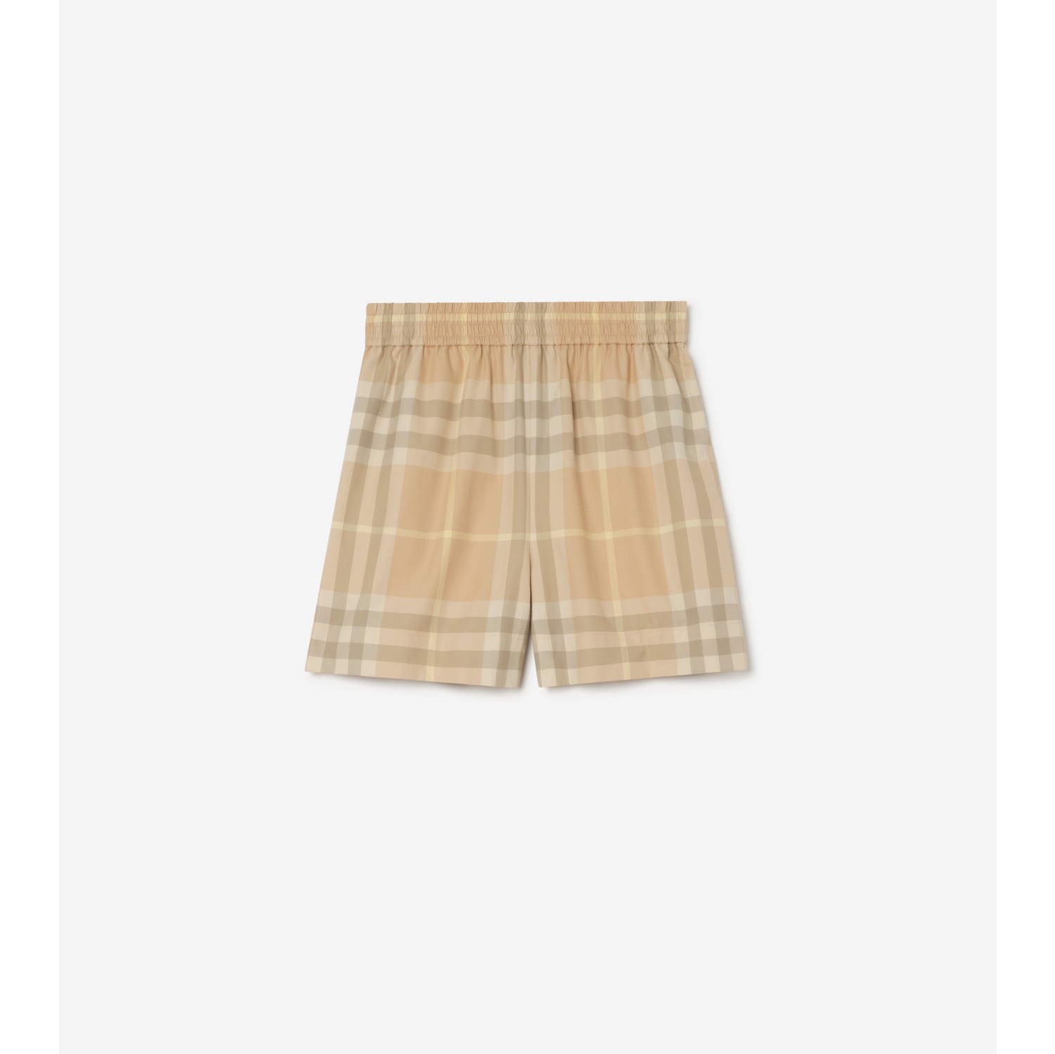 Check Cotton Twill Shorts in Flax beige - Women | Burberry® Official