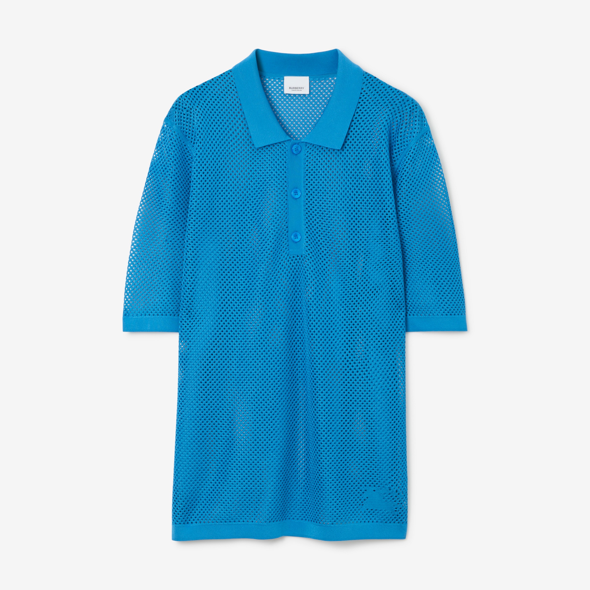 Mesh Polo Shirt in Bright Cerulean Blue - Men | Burberry® Official - 1