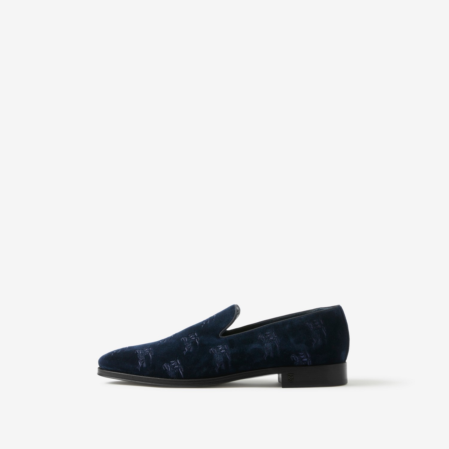 Loafers de veludo com estampa EKD bordada (Azul Marinho Crepúsculo) - Homens | Burberry® oficial