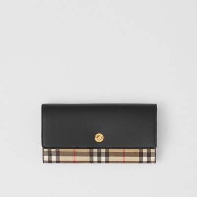 Vintage Check and Leather Continental Wallet in Beige/black - Women |  Burberry® Official