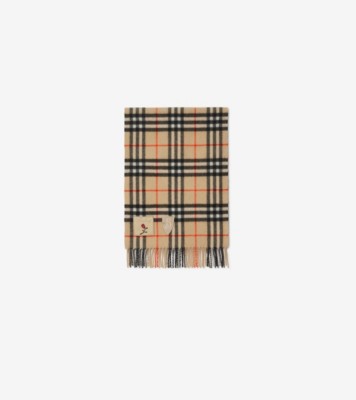バッジ チェック カシミアスカーフ (サンド) | Burberry®公式サイト