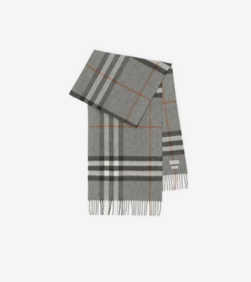 Burberry The Classic Check Cashmere Scarf Grey