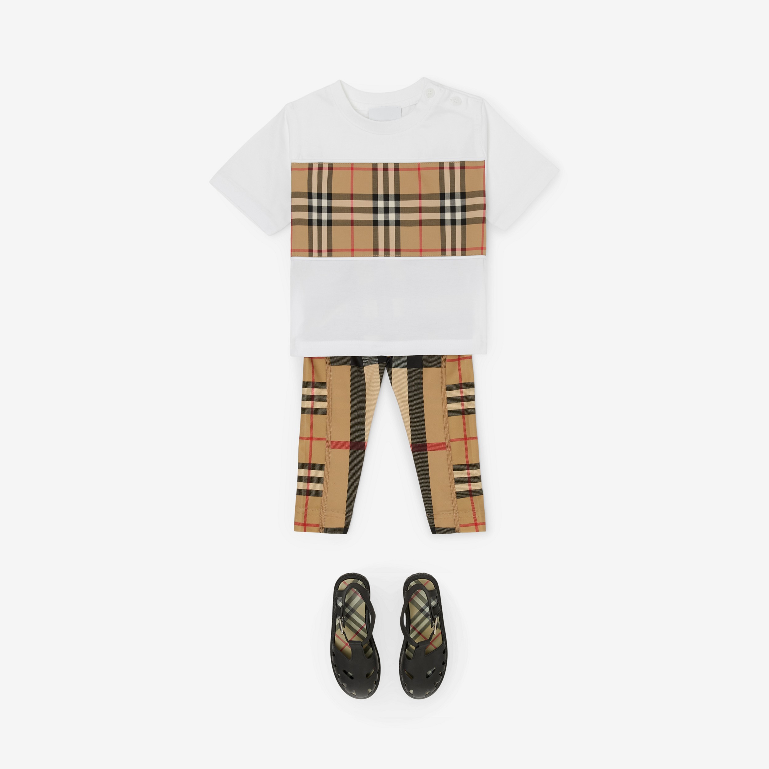 빈티지 체크 패널 코튼 티셔츠 (화이트) - 아동 | Burberry® - 3