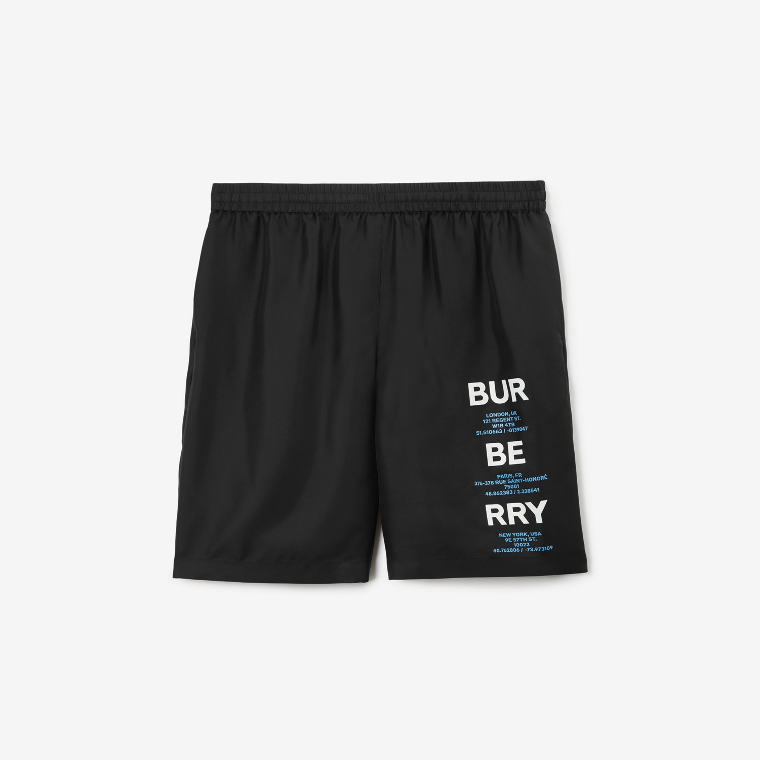 徽标印花丝质短裤 (黑色) - 男士 | Burberry® 博柏利官网