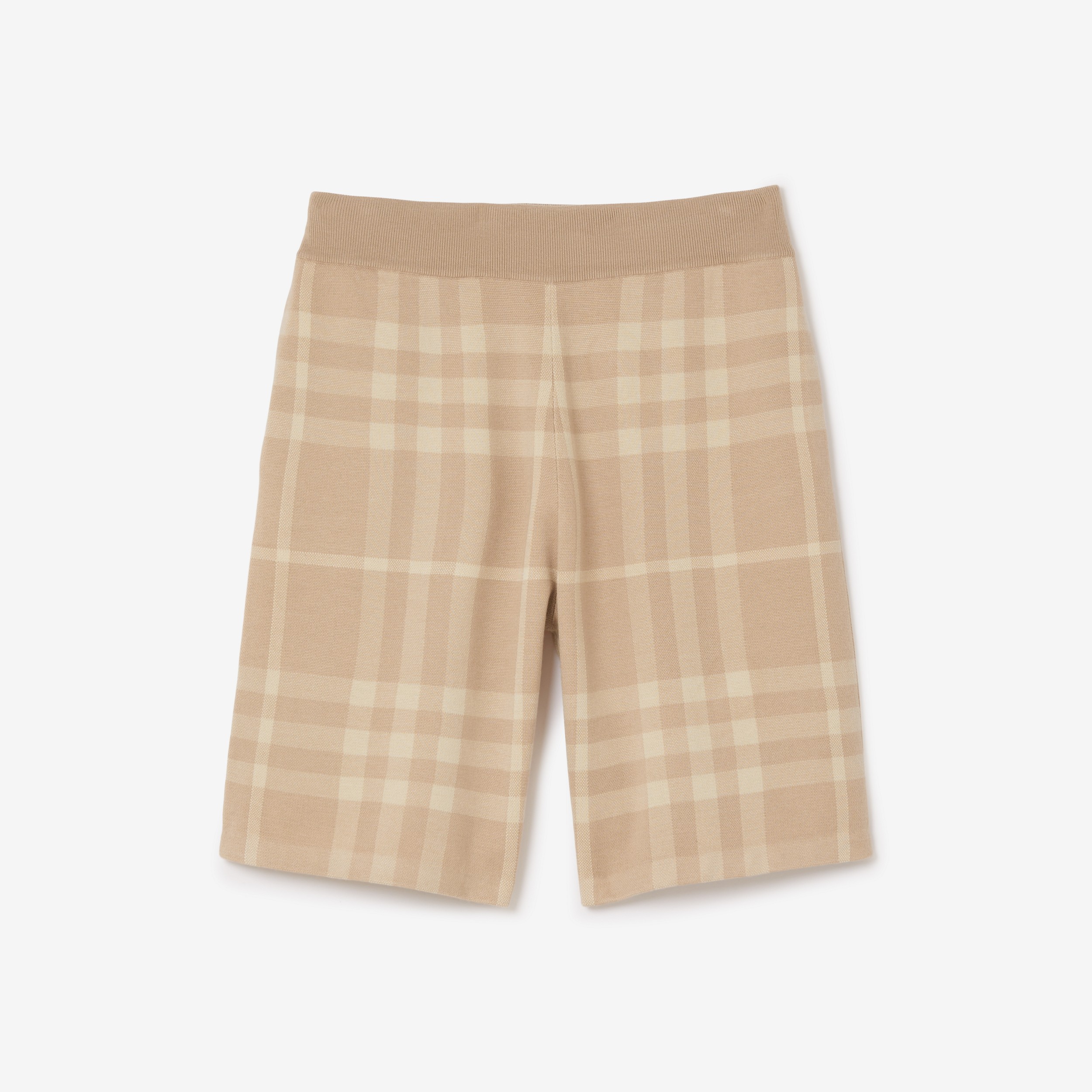 Check Wool Silk Jacquard Shorts in Soft Fawn - Men | Burberry® Official - 1