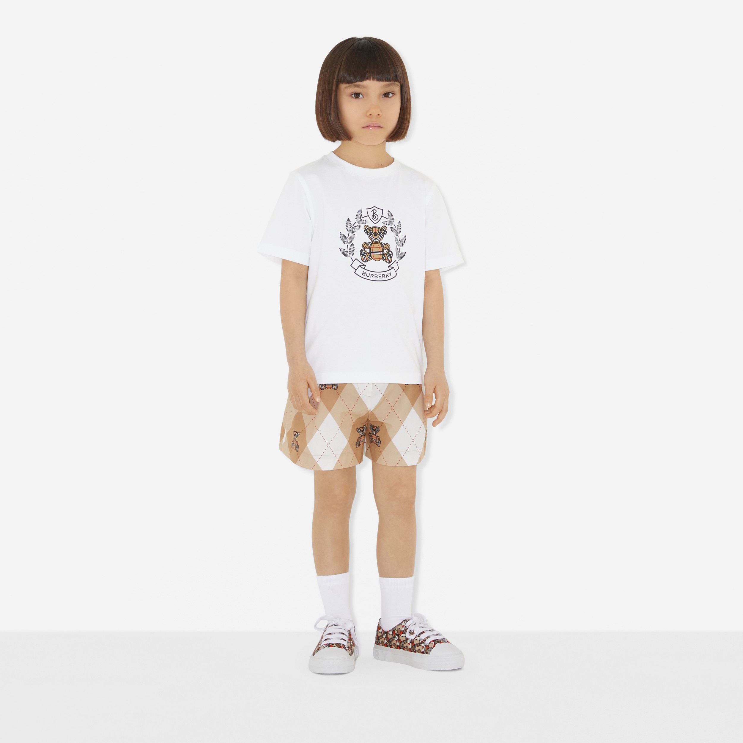Thomas Bear Print Cotton T-shirt in White | Burberry® Official - 3