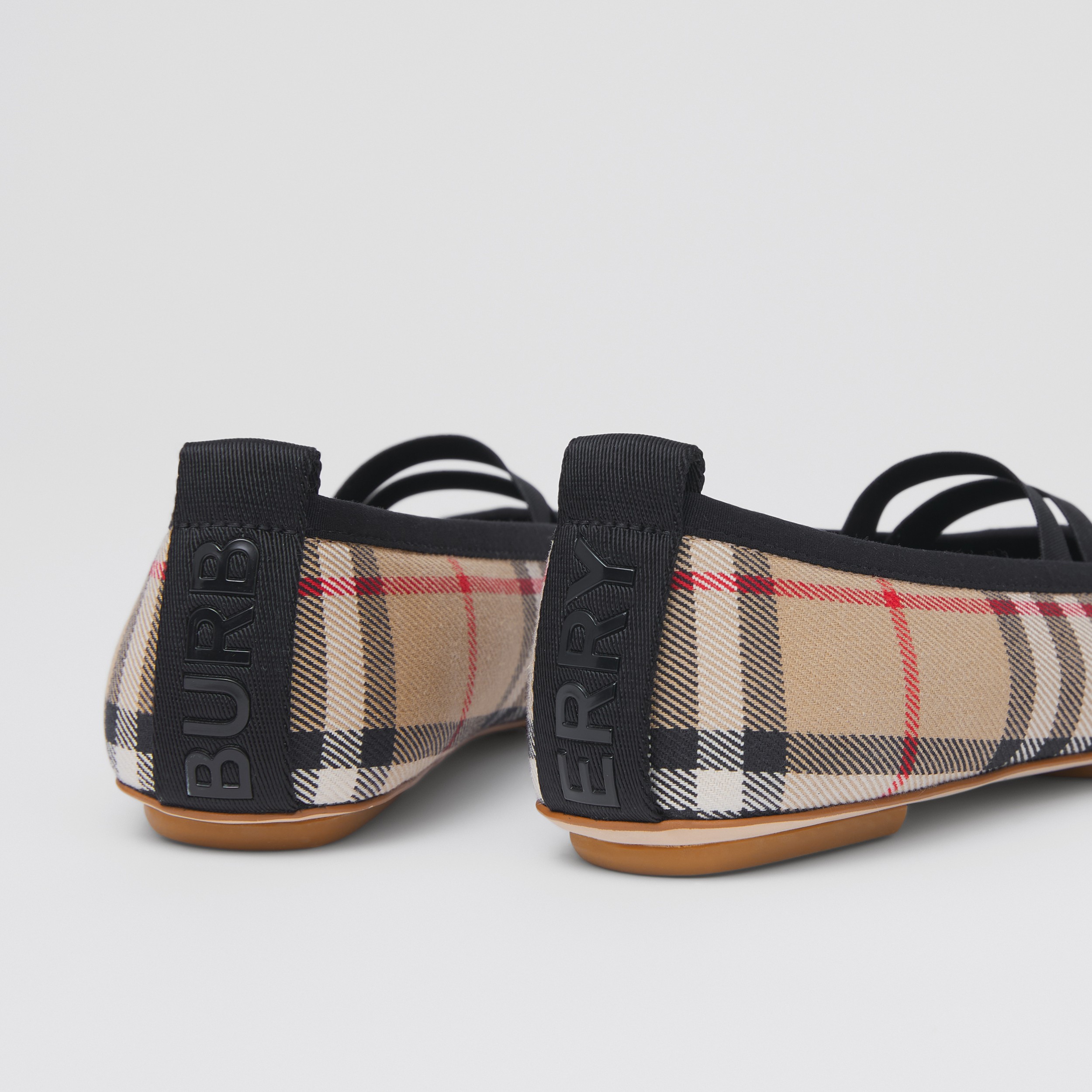 Logo Detail Vintage Check Cotton Ballerinas in Archive Beige | Burberry®  Official