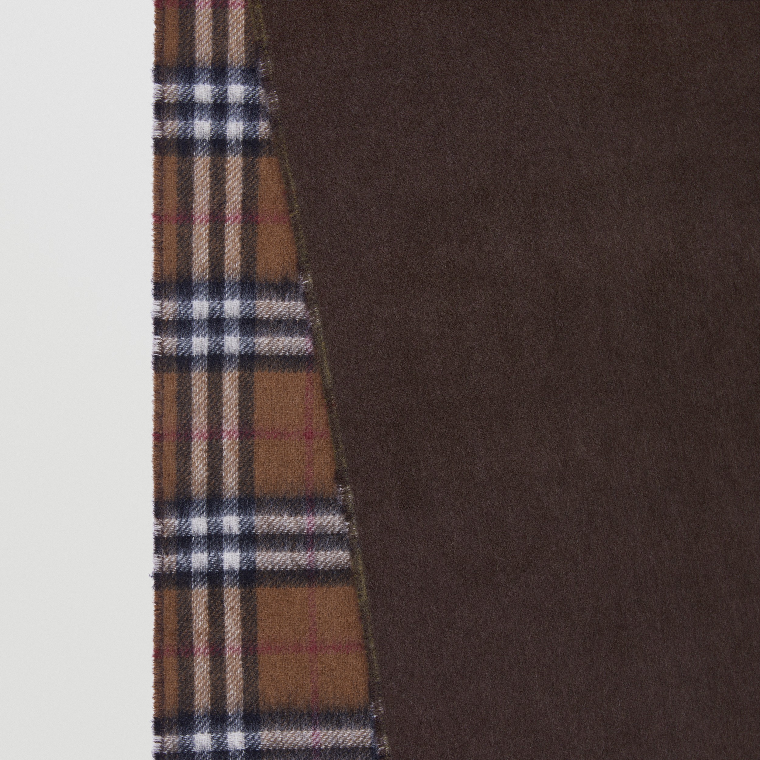 格纹羊绒双面两用围巾 (深桦木棕 / 深褐色) | Burberry® 博柏利官网 - 2