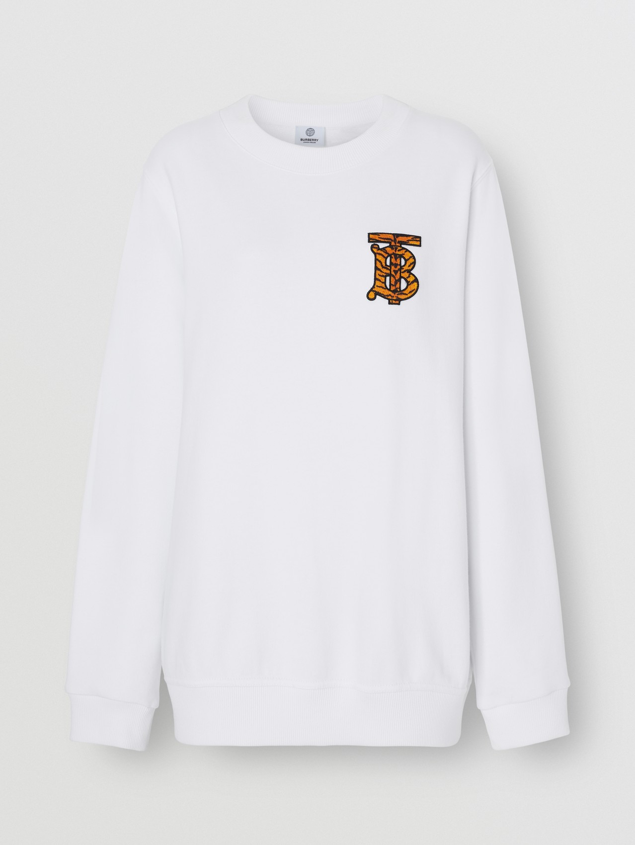 Monogram Motif Cotton Oversized Sweatshirt in White
