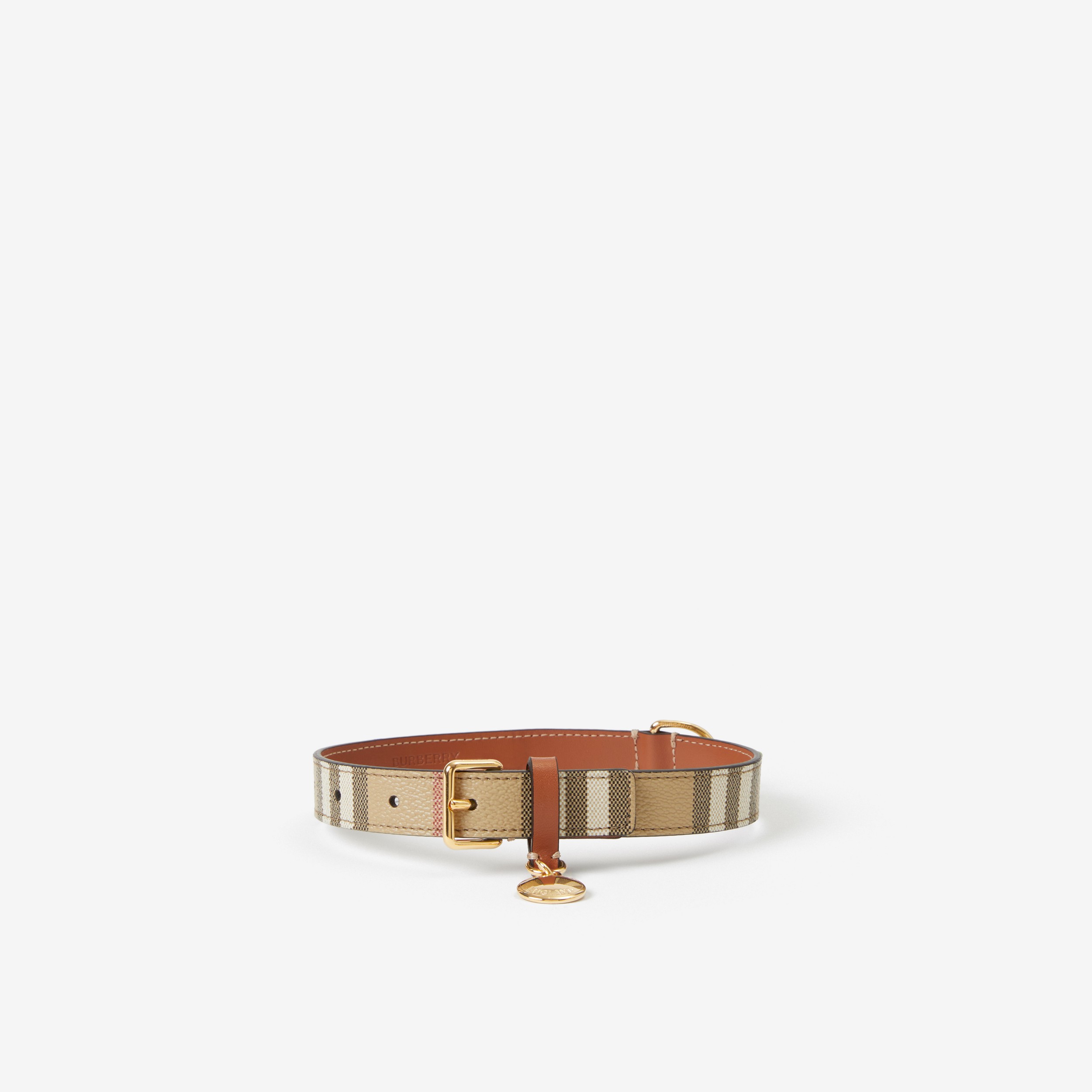 Burberry Check Medium Dog Collar in Archive Beige/briar Brown | Burberry® Official - 1