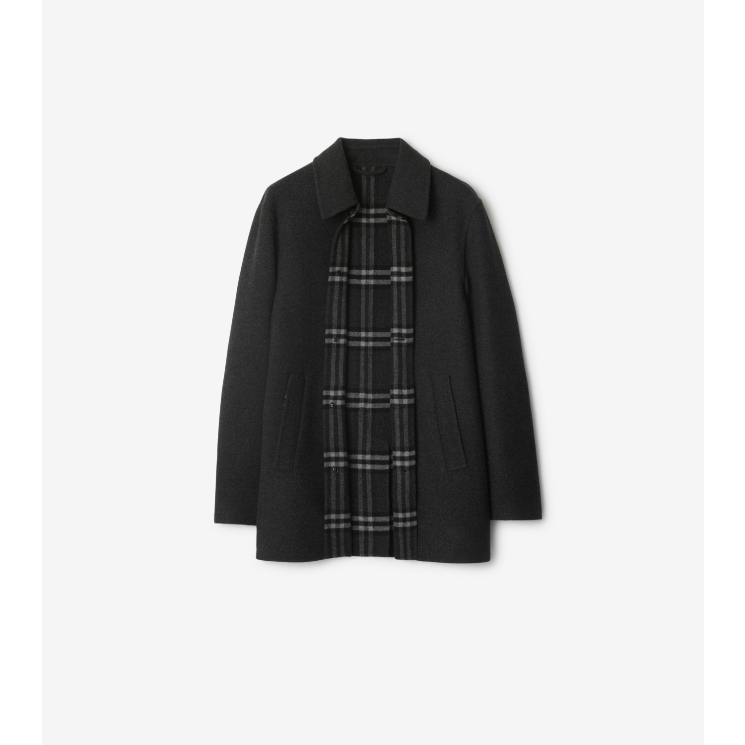 Short Wool Car Coat in Charcoal grey - Men | Burberry® Official