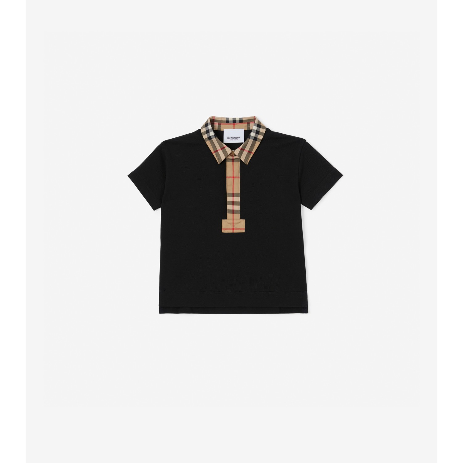 ヴィンテージチェックトリム コットンピケ ポロシャツ (ブラック) | Burberry®公式サイト