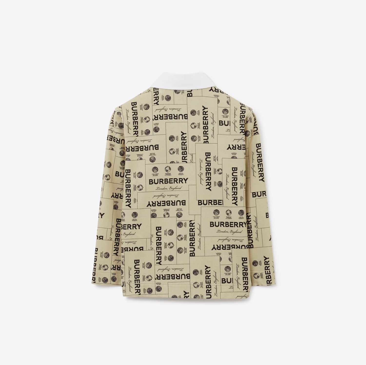 Camisa polo de algodão com estampa de etiqueta (Bege Clássico) | Burberry® oficial