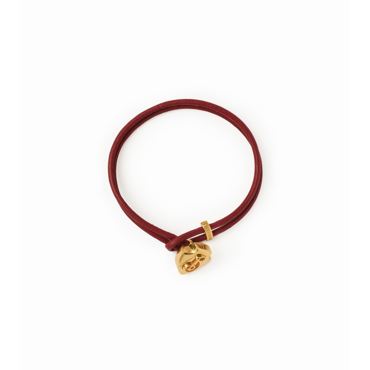Burberry Leather B Shield Bracelet In Gold/rust