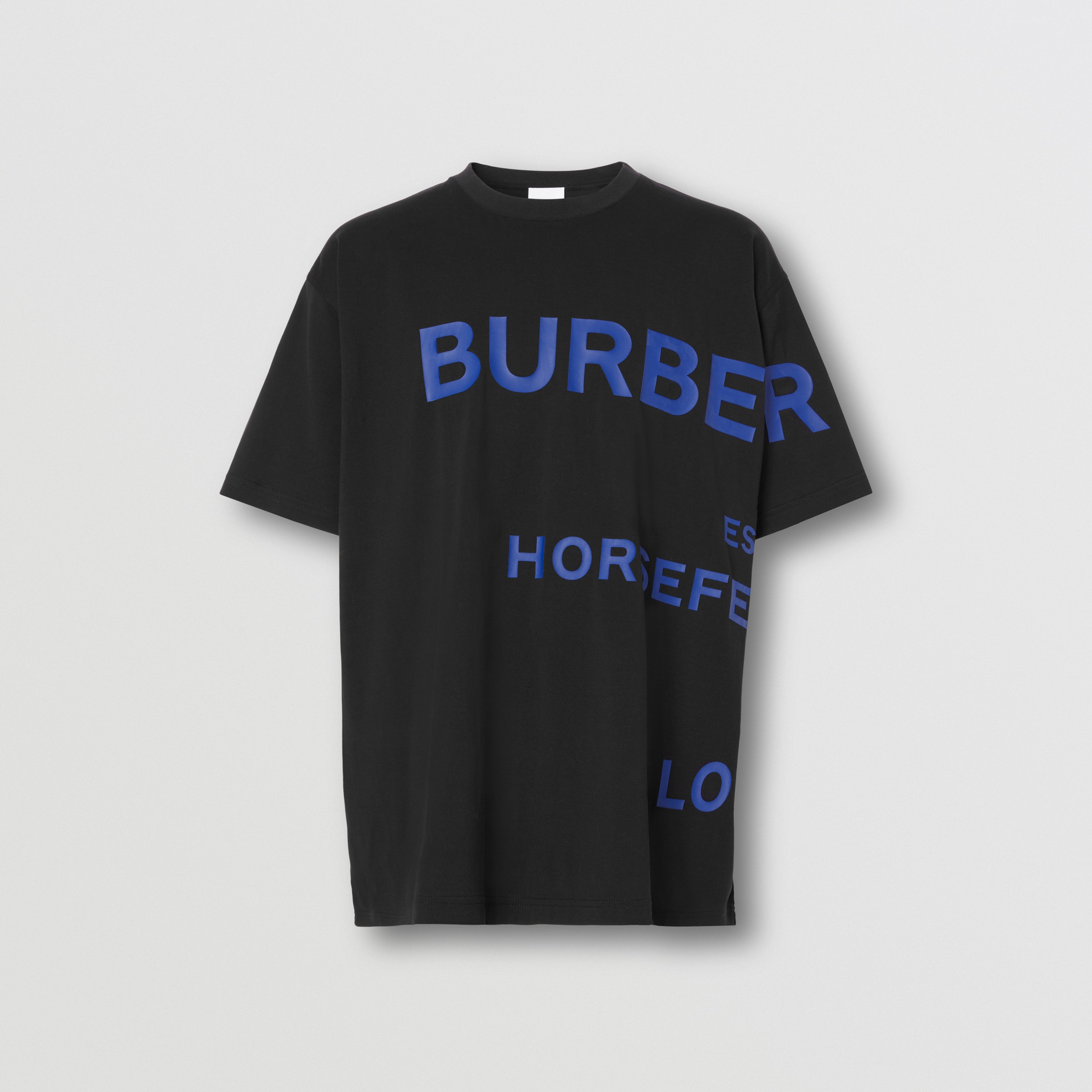 Horseferry Print Cotton T-shirt in Black/blue - Men | Burberry® Official - 4