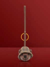 Archive Beige Leather Thomas Bear Charm in Check Bucket Hat