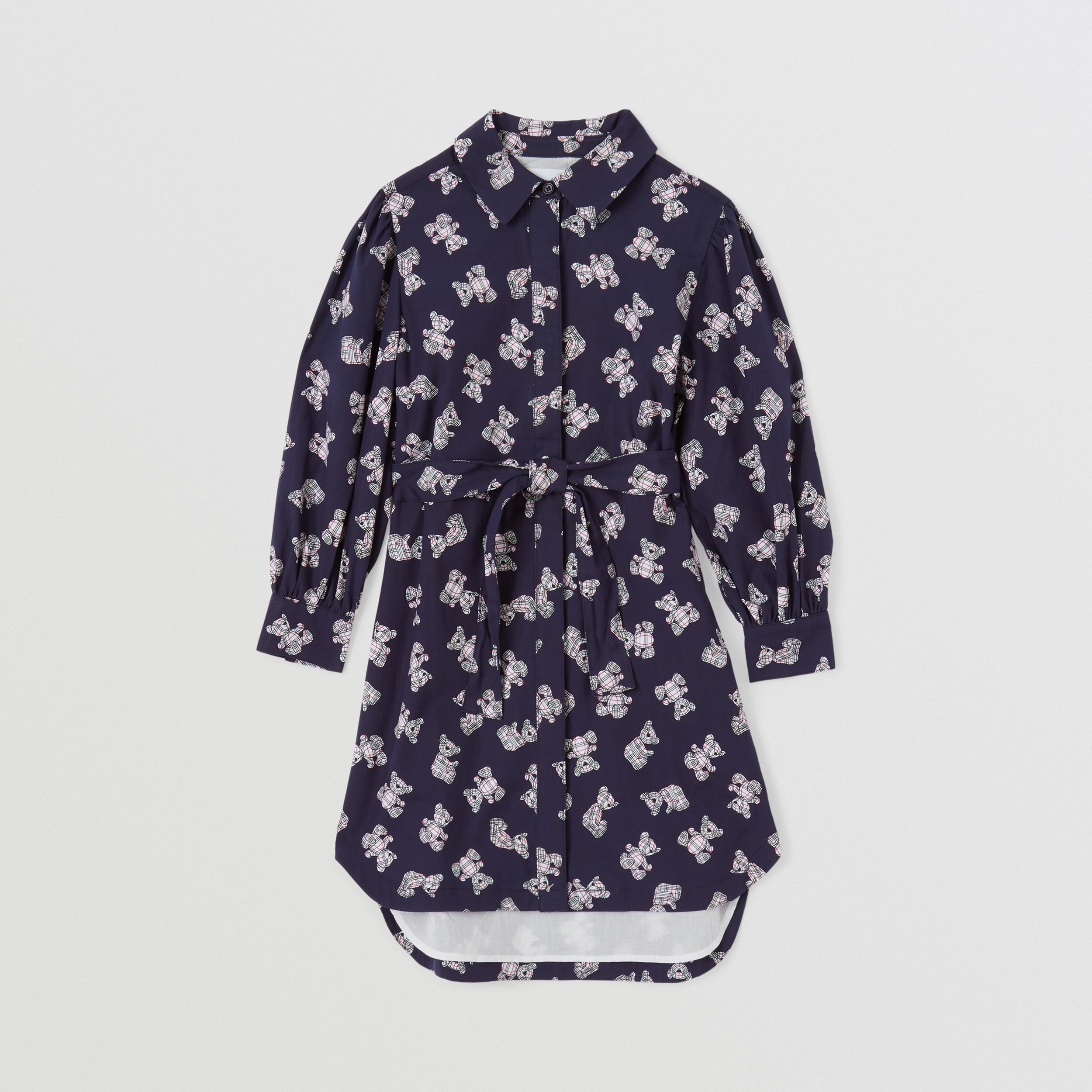 Thomas Bear Print Stretch Cotton Shirt Dress in Midnight | Burberry® Official - 1