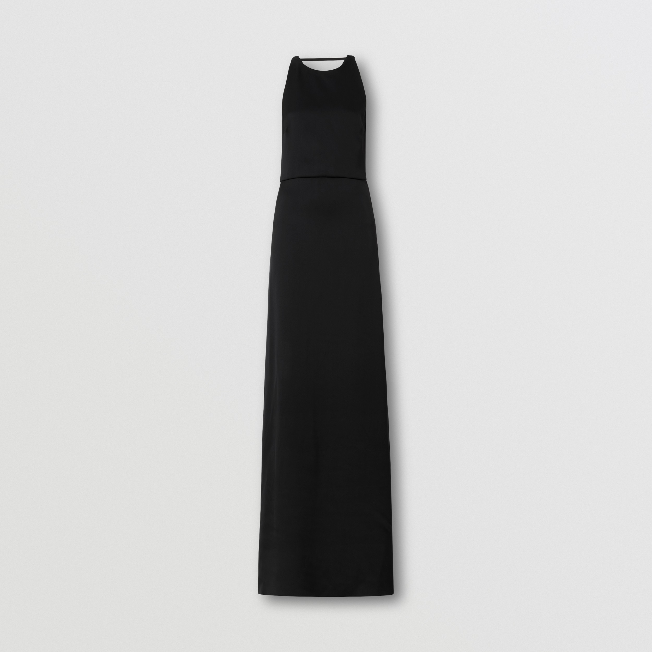 Vestido longo sem mangas em cetim de seda (Preto) - Mulheres | Burberry® oficial - 4